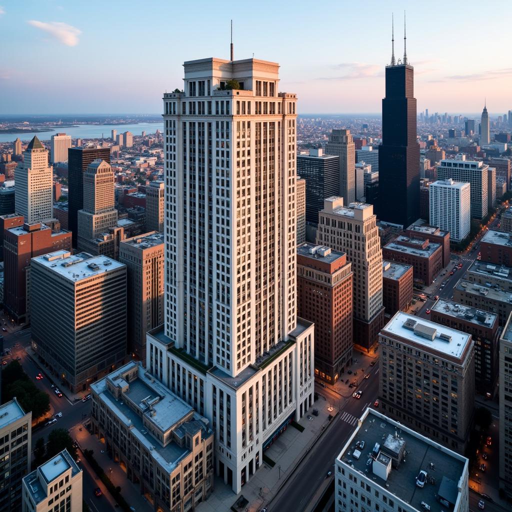 Aerial view of 1000 S Clark St Chicago