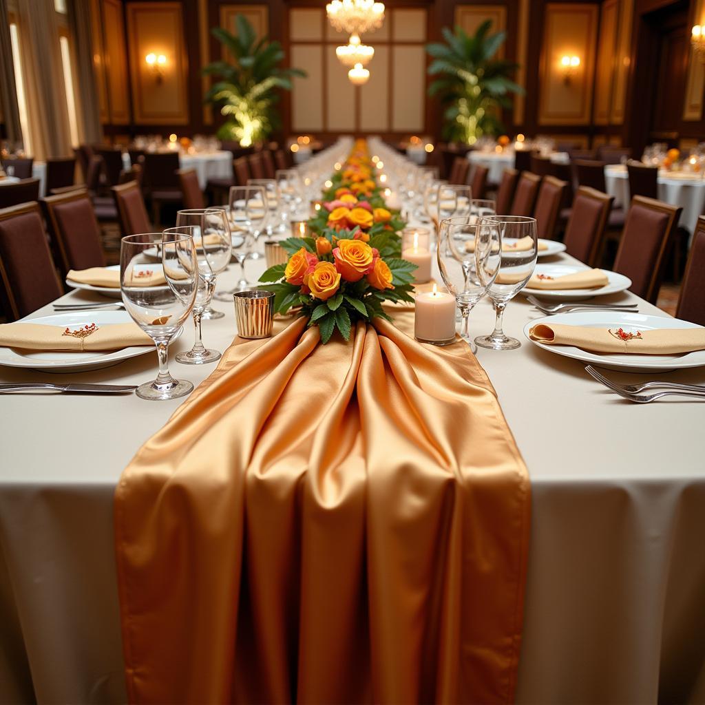 Elegant 132 Table Runner Adorning a Banquet Table