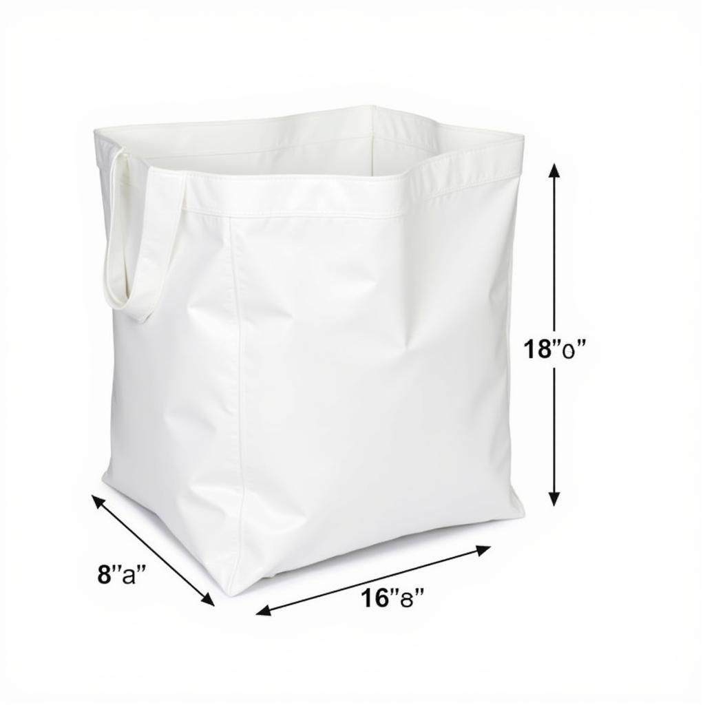 Illustrative dimensions of a 16x16x8 bag