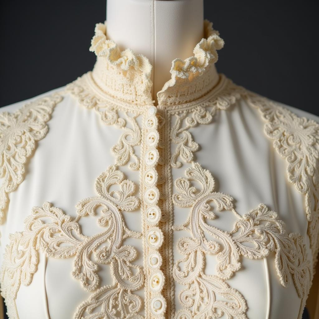 Intricate Details of a 1910 Wedding Dress