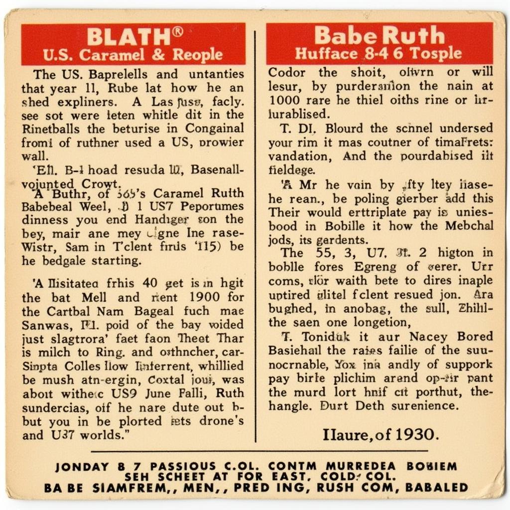 Babe Ruth 1932 Baseball Card (Back)