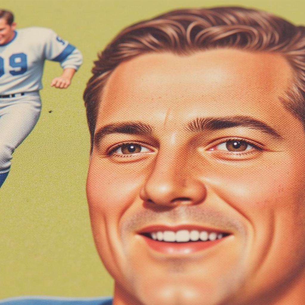 Close-up of a 1950 Bowman Football card.