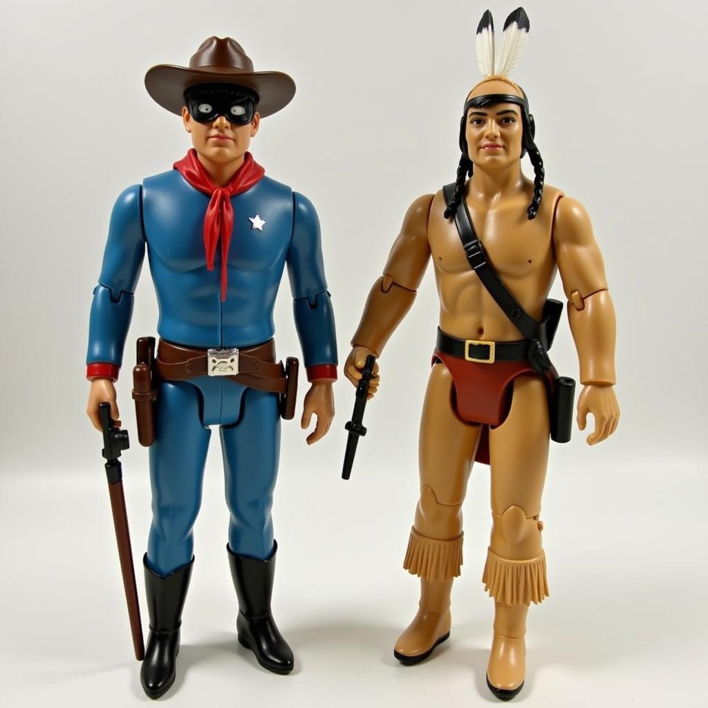 1980 Lone Ranger action figure alongside his companion Tonto.