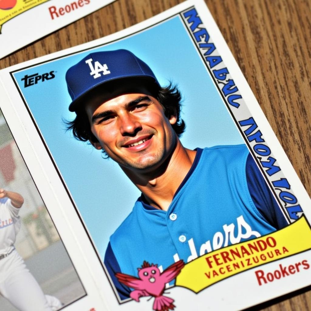 1981 Topps Fernando Valenzuela rookie card in a protective case