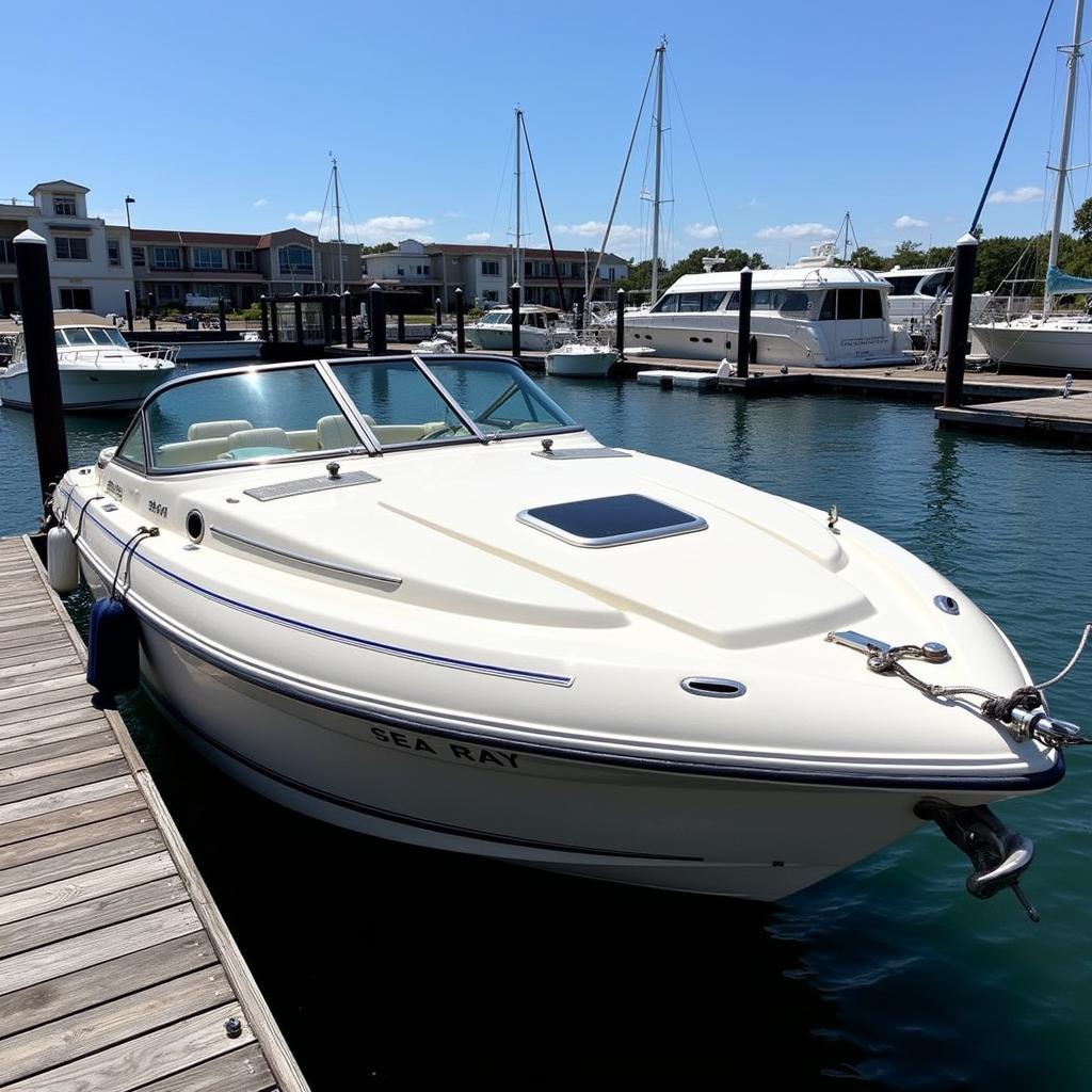 Sleek exterior of a 1985 Sea Ray model