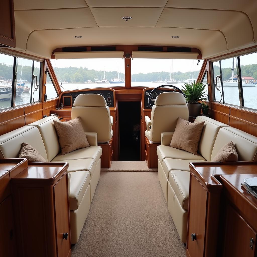 Spacious and well-appointed interior of a 1985 Sea Ray