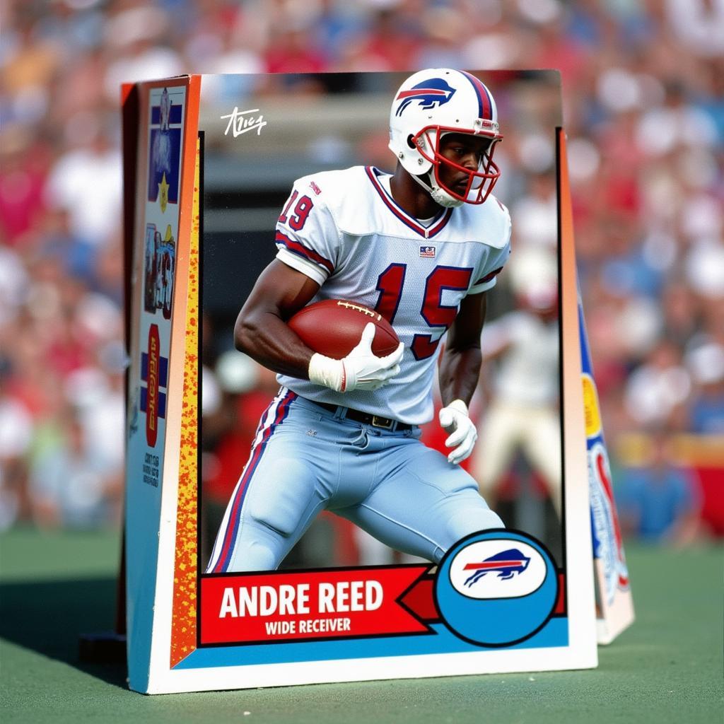 Close-up of a 1990 Score Football Card featuring Andre Reed in his Buffalo Bills uniform