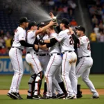 Florida Marlins celebrating their World Series victory