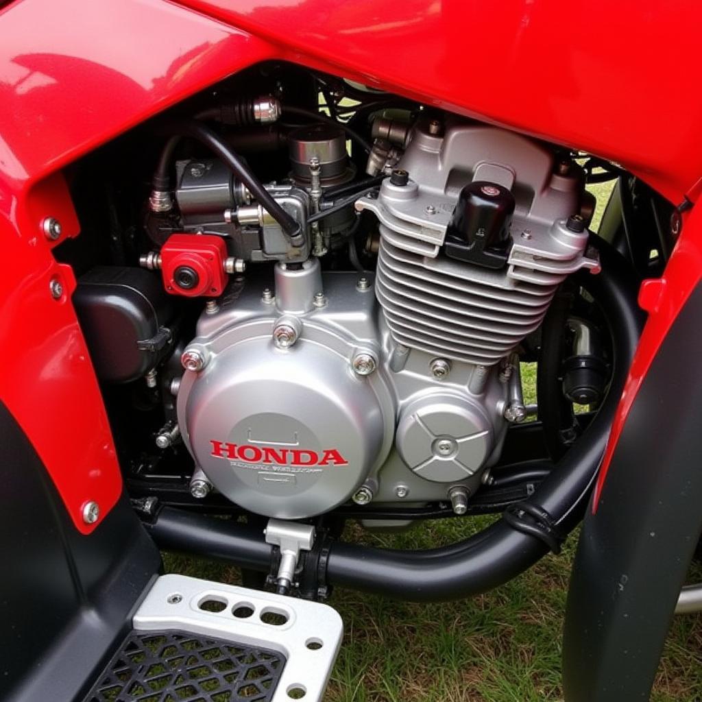 Close up view of a 2008 Honda ATV engine