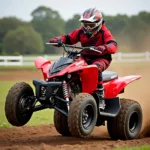 2008 Honda TRX450R ATV maneuvering on a motocross track