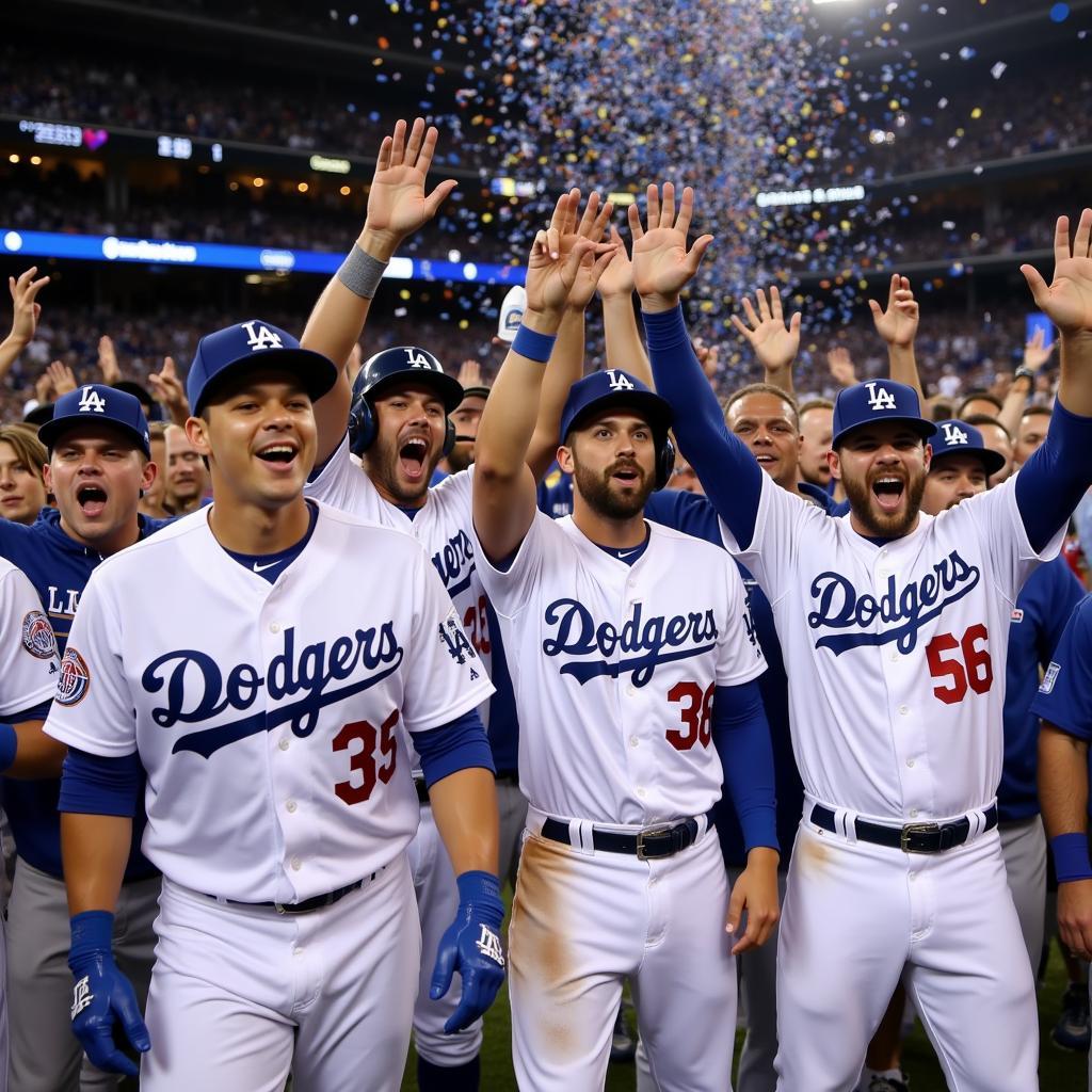 Los Angeles Dodgers celebrate their World Series victory