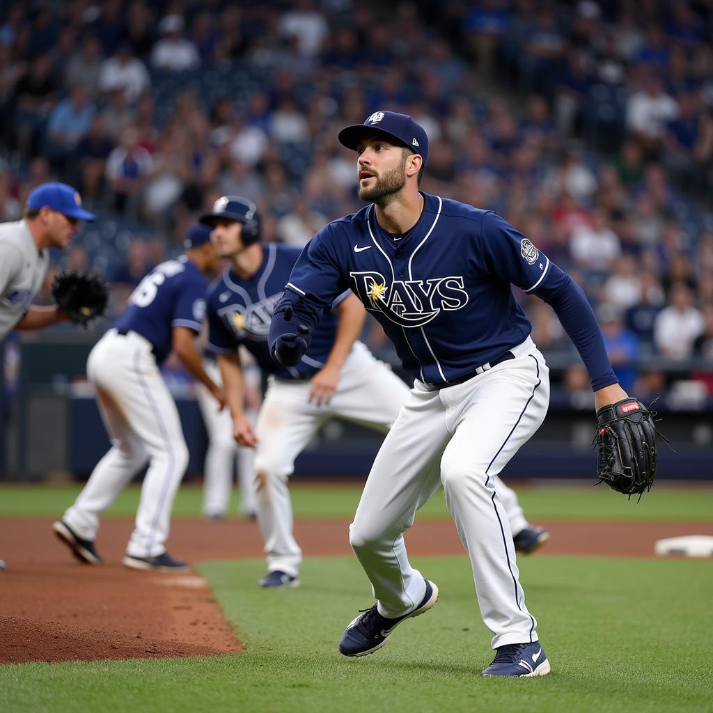 Tampa Bay Rays players compete intensely during the 2020 World Series