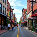 312 N Spring St Los Angeles: A bustling street scene with shops, restaurants, and pedestrians