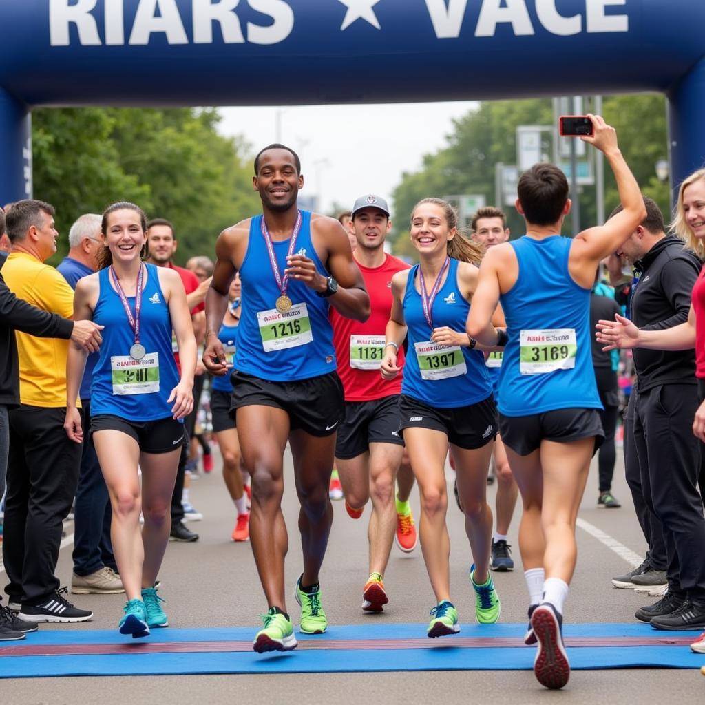 Runners Crossing the Finish Line at the 4 Star 4 Mile Detroit