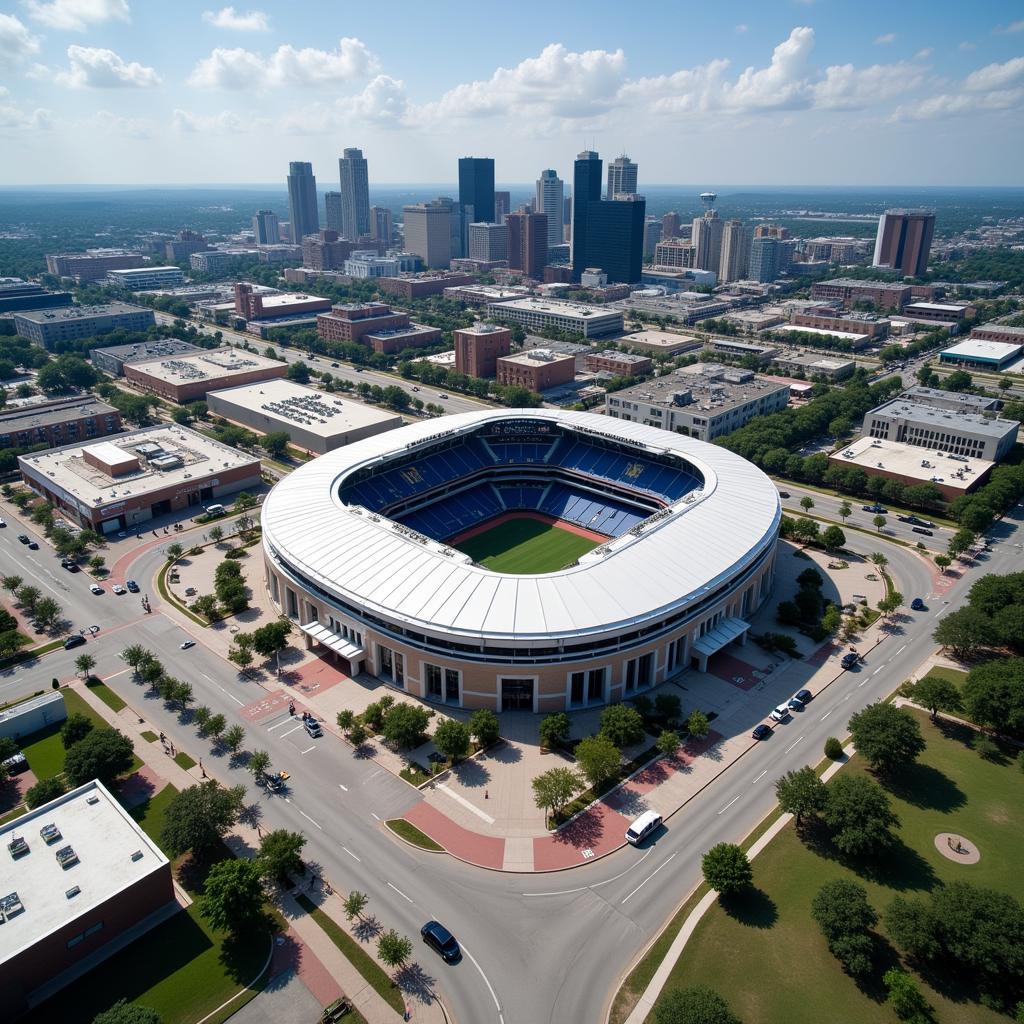 Aerial view of 8000 North Stadium Drive Houston