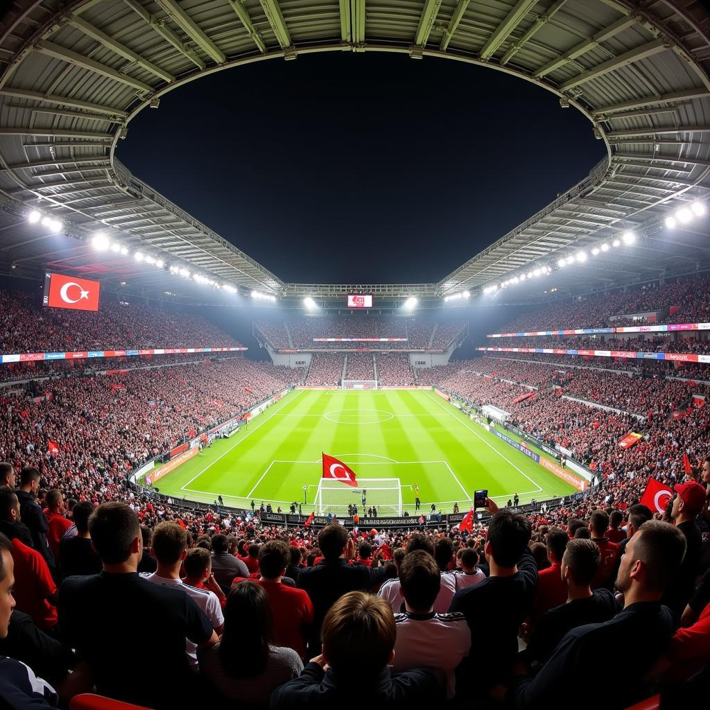 Beşiktaş fans, known as the A.L. East Team, create a vibrant atmosphere at Vodafone Park