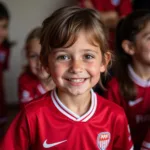 A young Beşiktaş fan beaming with pride in their Beşiktaş jersey