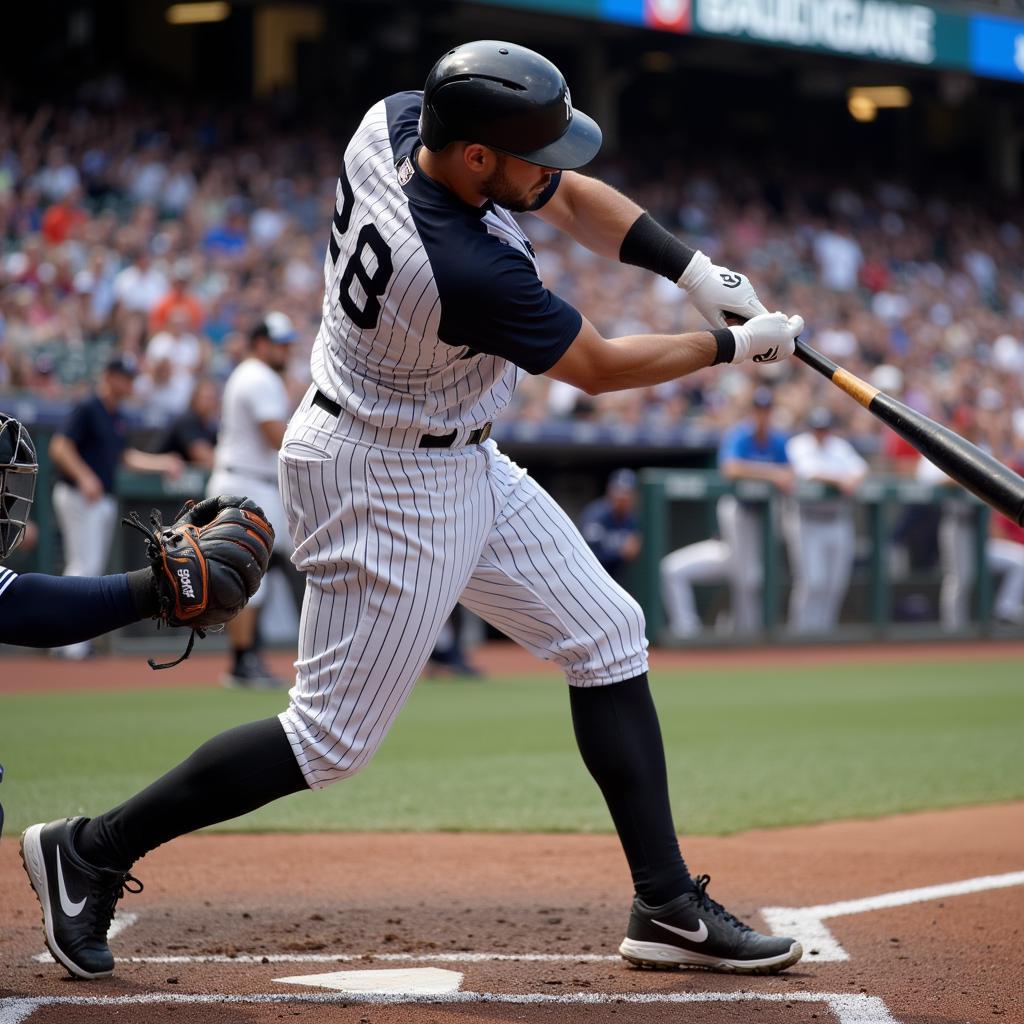 Aaron Judge unleashing a powerful home run swing