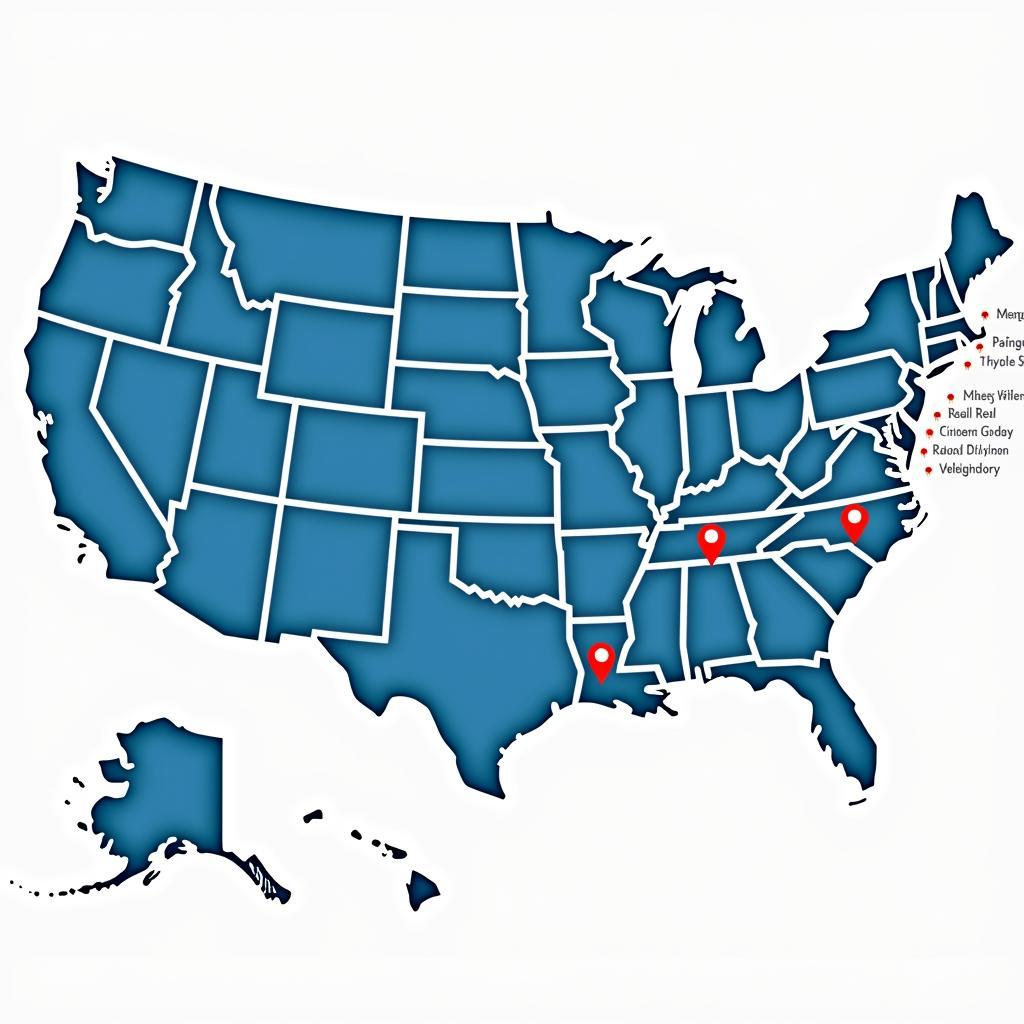 Map highlighting the locations of American League Central teams