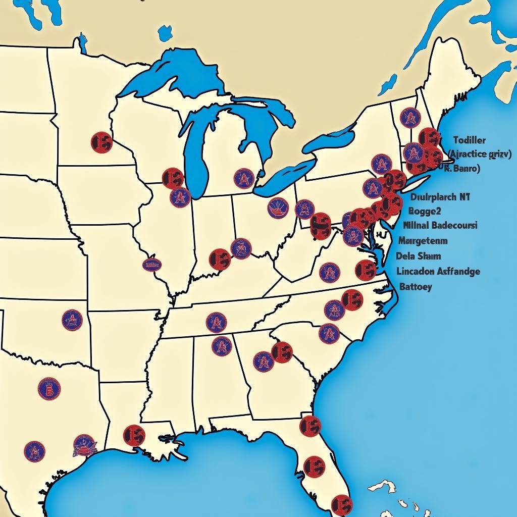 Map of AL East Teams