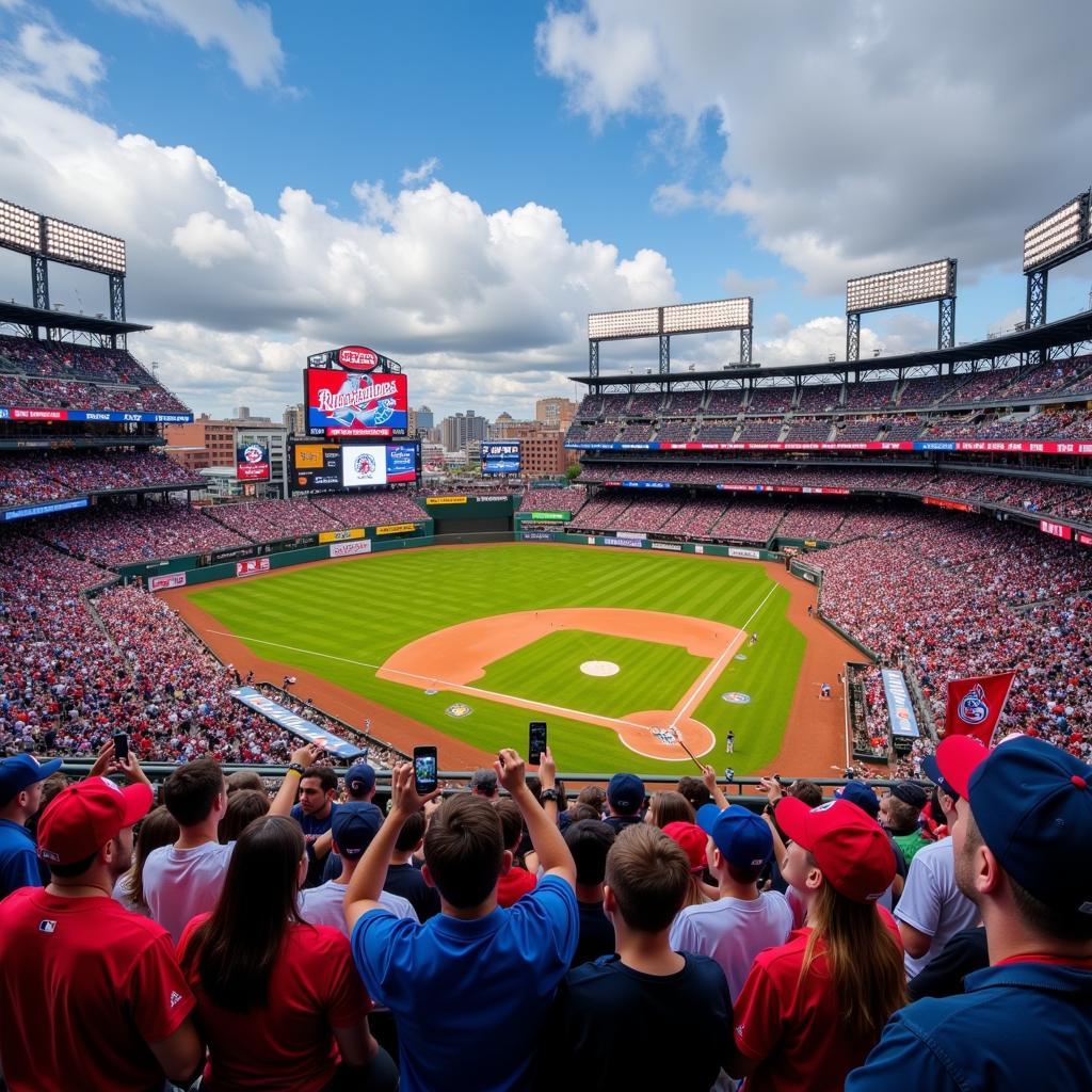 Fans celebrating at an American League West game