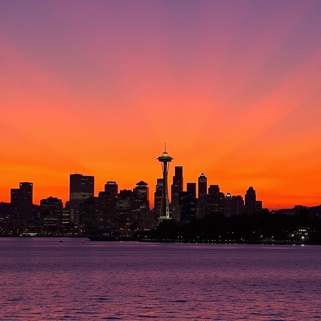 Alki Beach Sunset City View