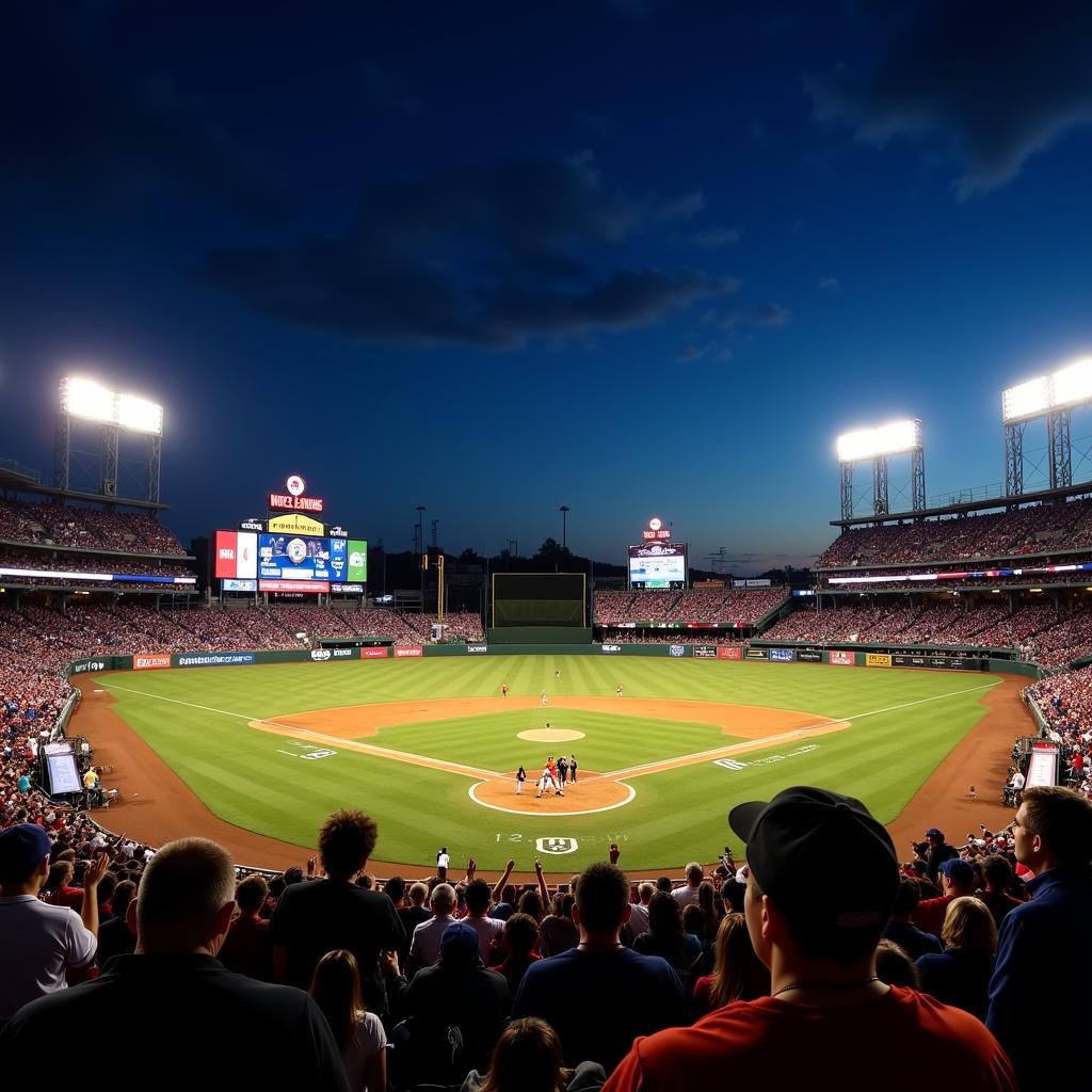 A packed All-American Baseball Stadium at night