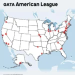 Map of American League teams