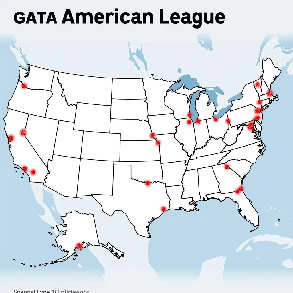 Map of American League teams