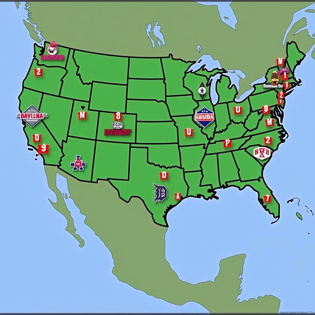 Map of American League West Teams