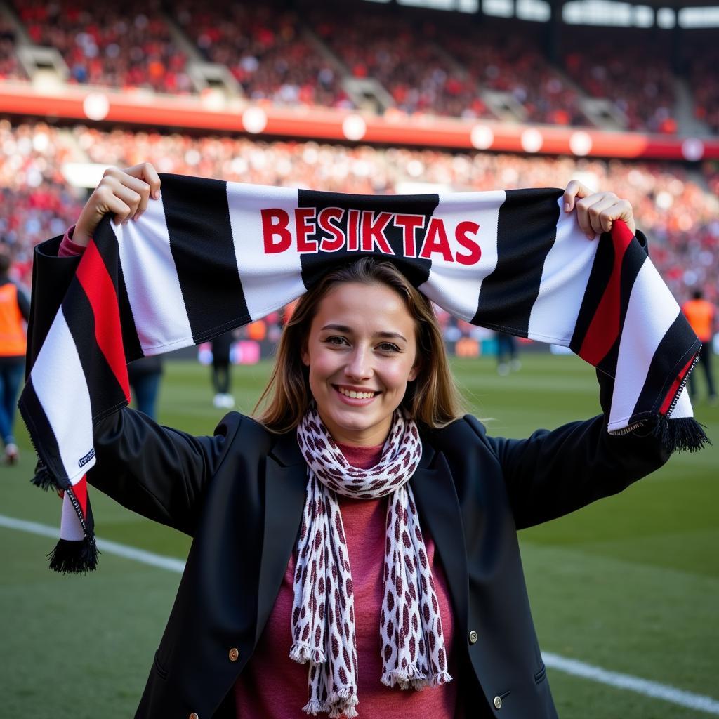 Amia Nico proudly sporting a Besiktas scarf