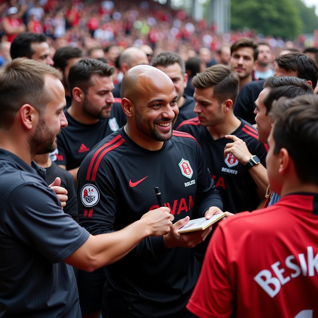 Andruw Jones signing autographs for fans outside the Besiktas stadium