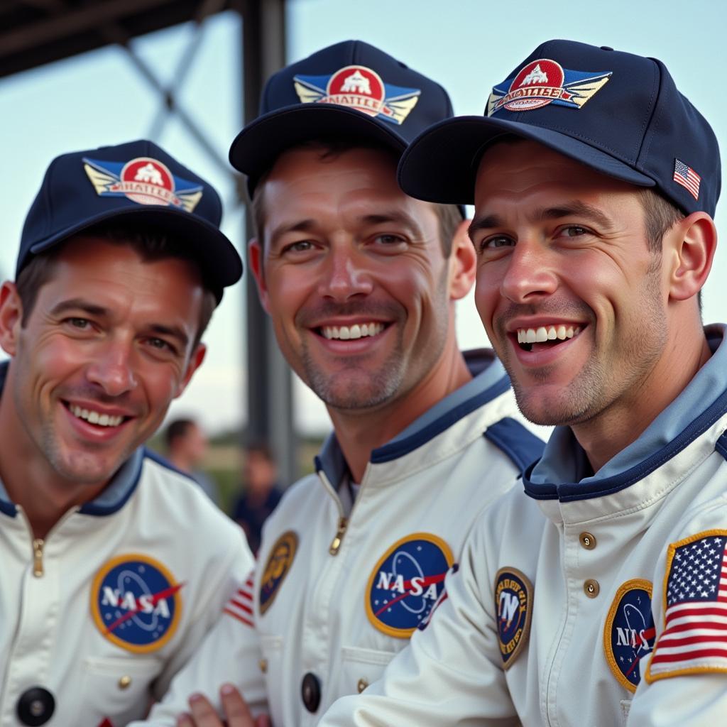 Apollo 11 Crew in Baseball Caps