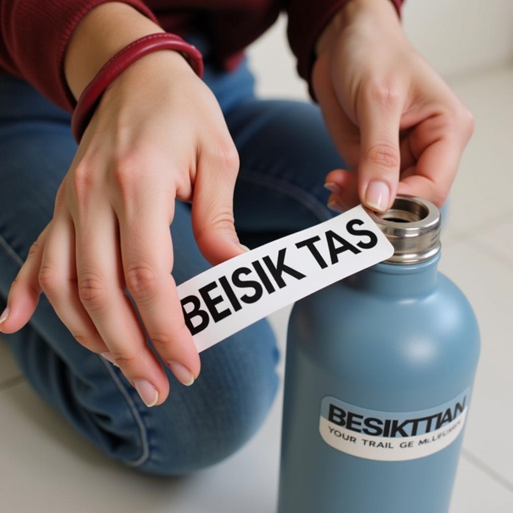 Applying a Besiktas Water Bottle Sticker