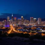 Modern cityscape of an Arizona city at night