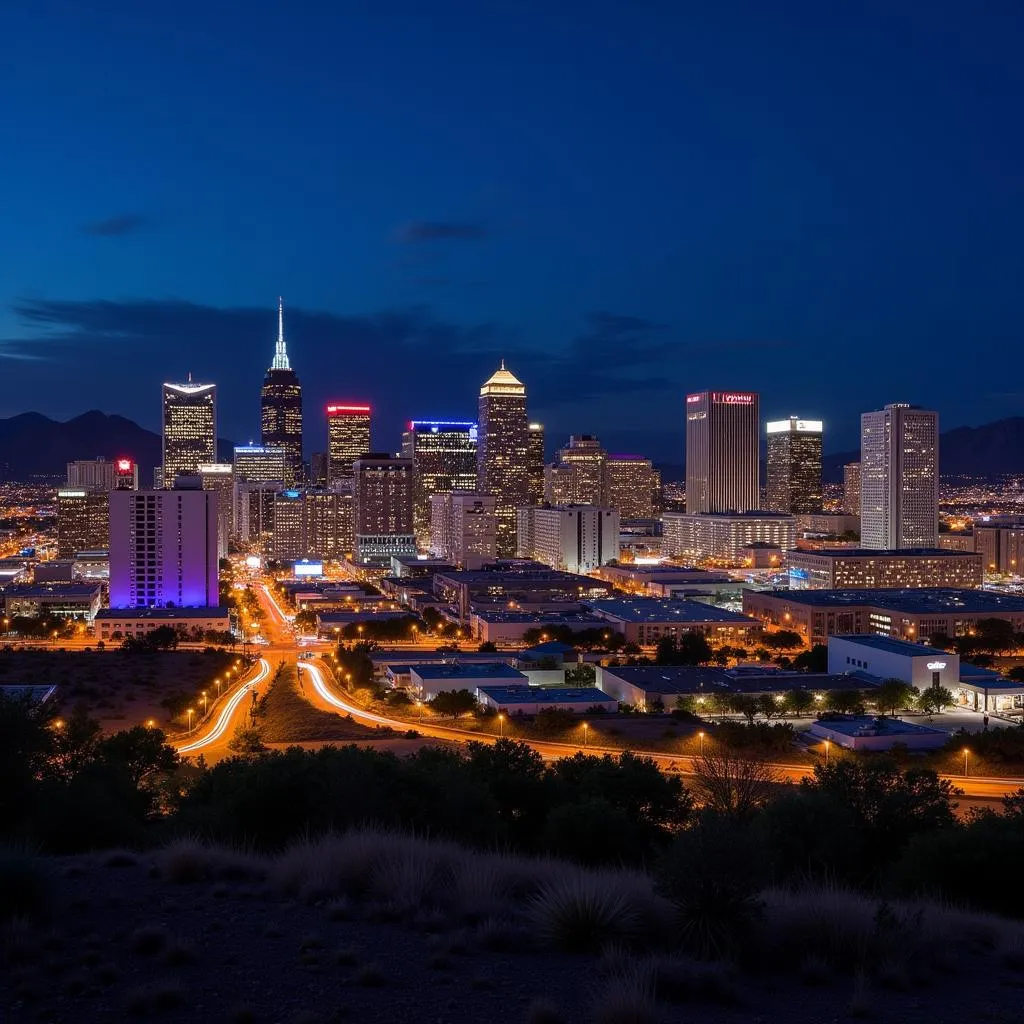 Modern cityscape of an Arizona city at night