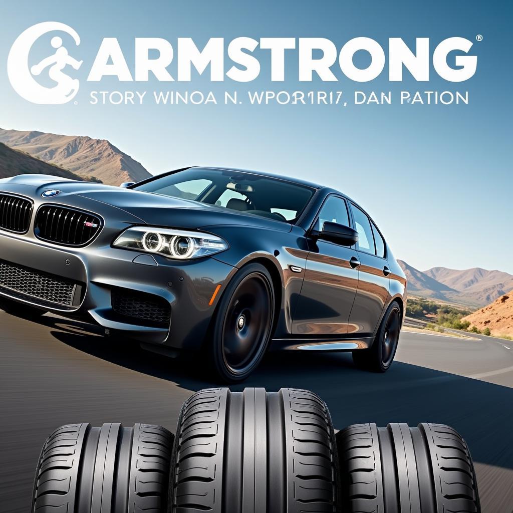 A car driving with Armstrong tires