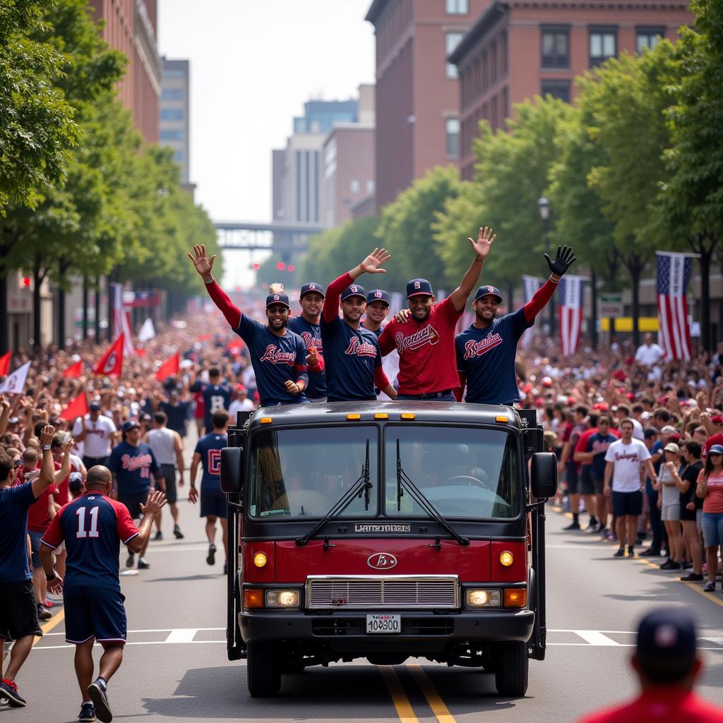 Atlanta Braves celebrating during a championship parade