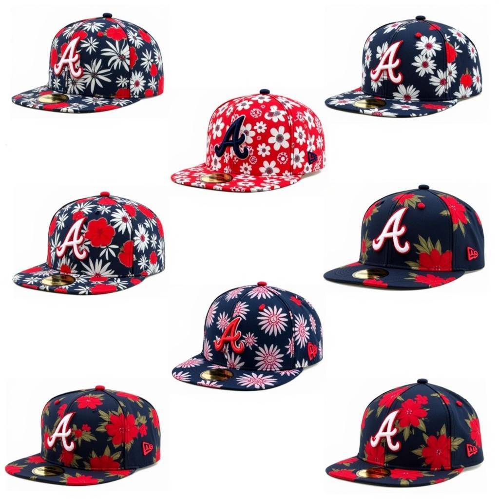 Different Atlanta Braves Floral Hat Designs