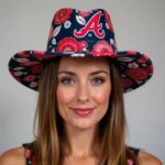 Woman Wearing Atlanta Braves Floral Hat