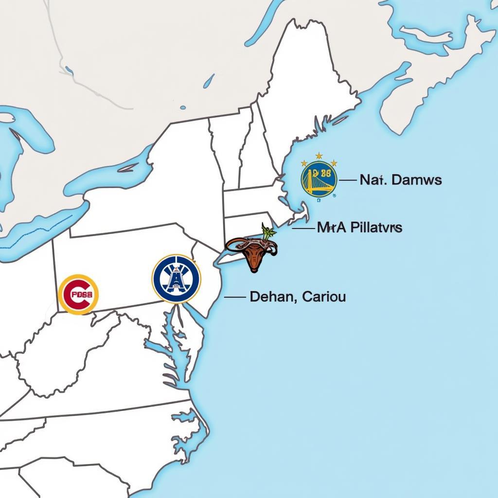 NBA Atlantic Division Teams Map