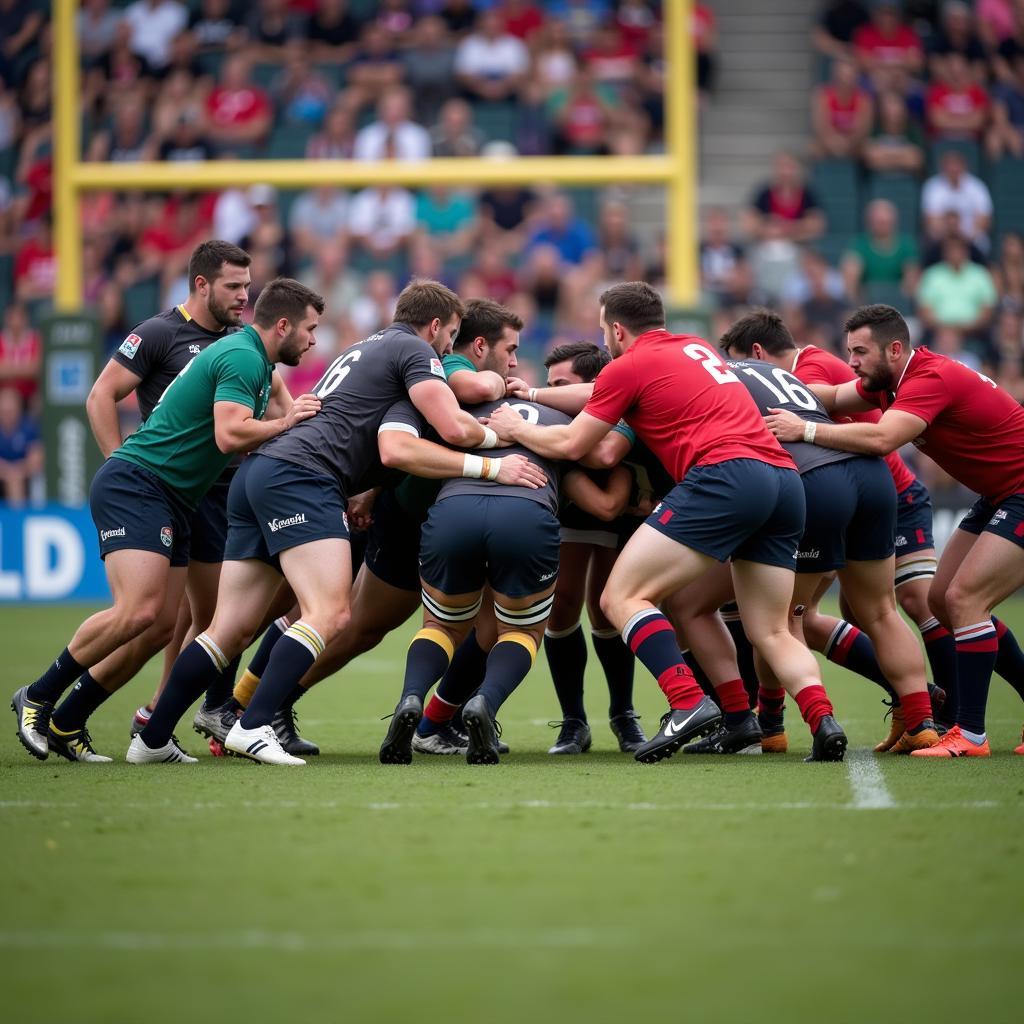 Austin Gilgronis players compete in a scrum at Bold Stadium