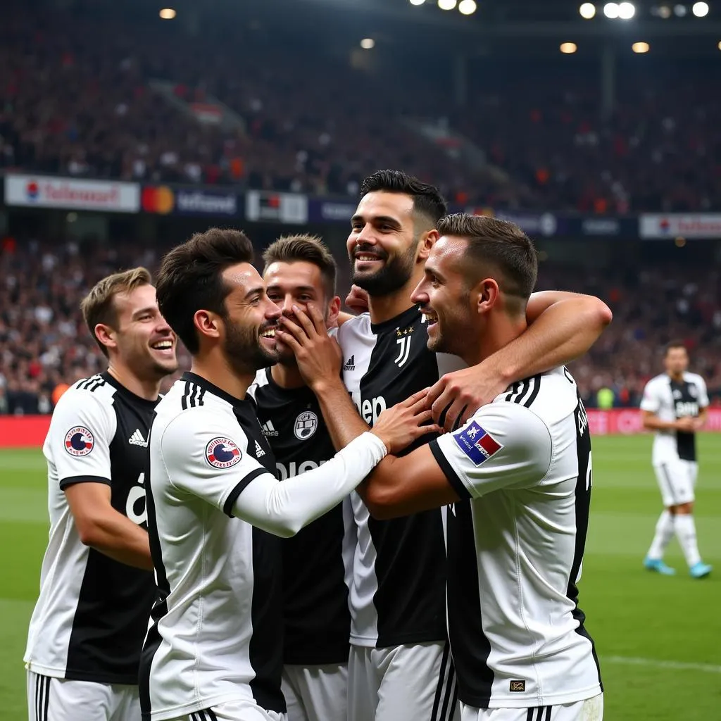 Autos Ramírez celebrates a goal with his Besiktas teammates.