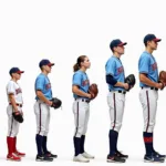 College baseball pitchers of varying heights on the mound