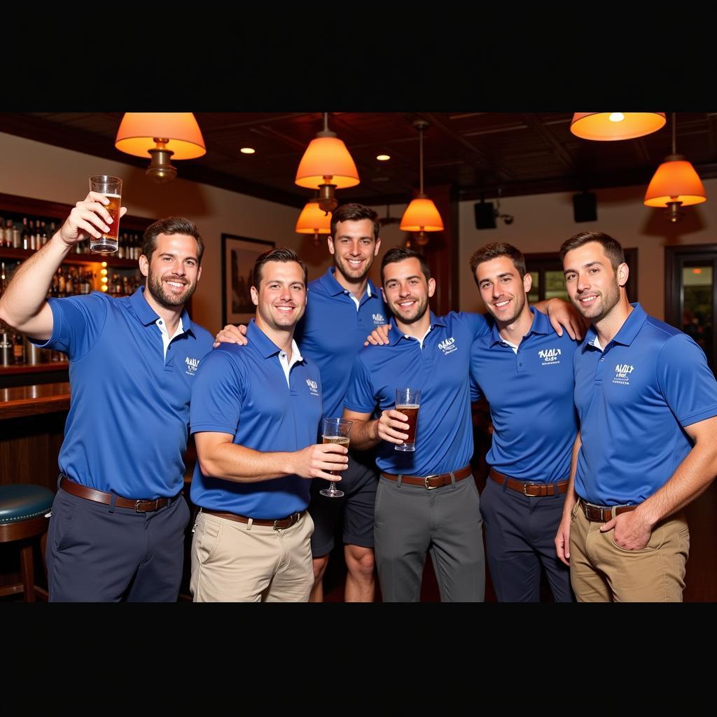 Bachelor Party Crew Enjoys a Night Out in Their Matching Shirts