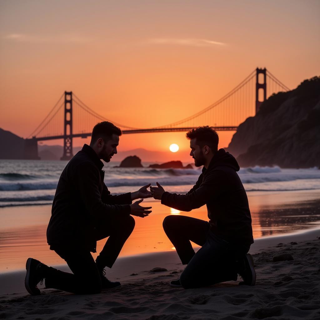 Proposal on Baker Beach at sunset