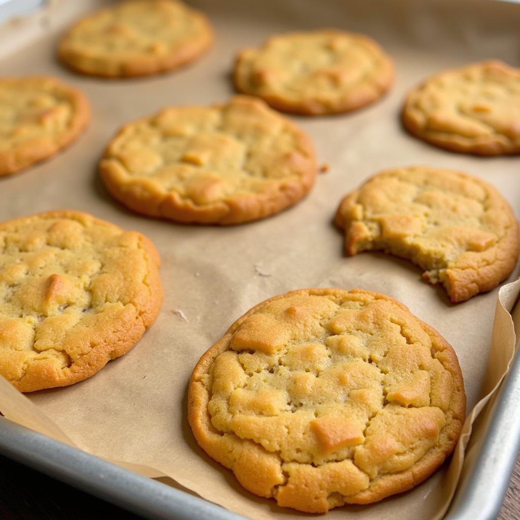 Baking sheet of freshly baked Blanco strain cookies