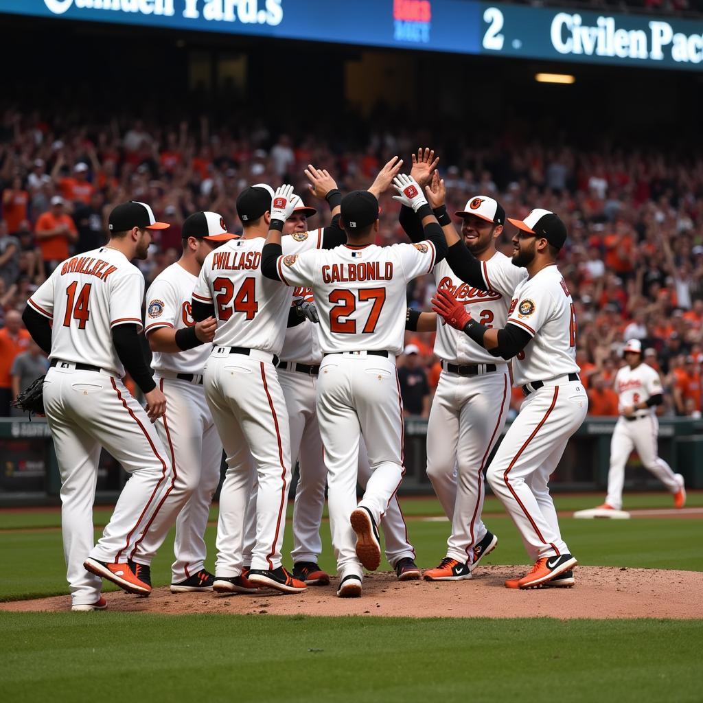 Baltimore Orioles Celebrating at Camden Yards