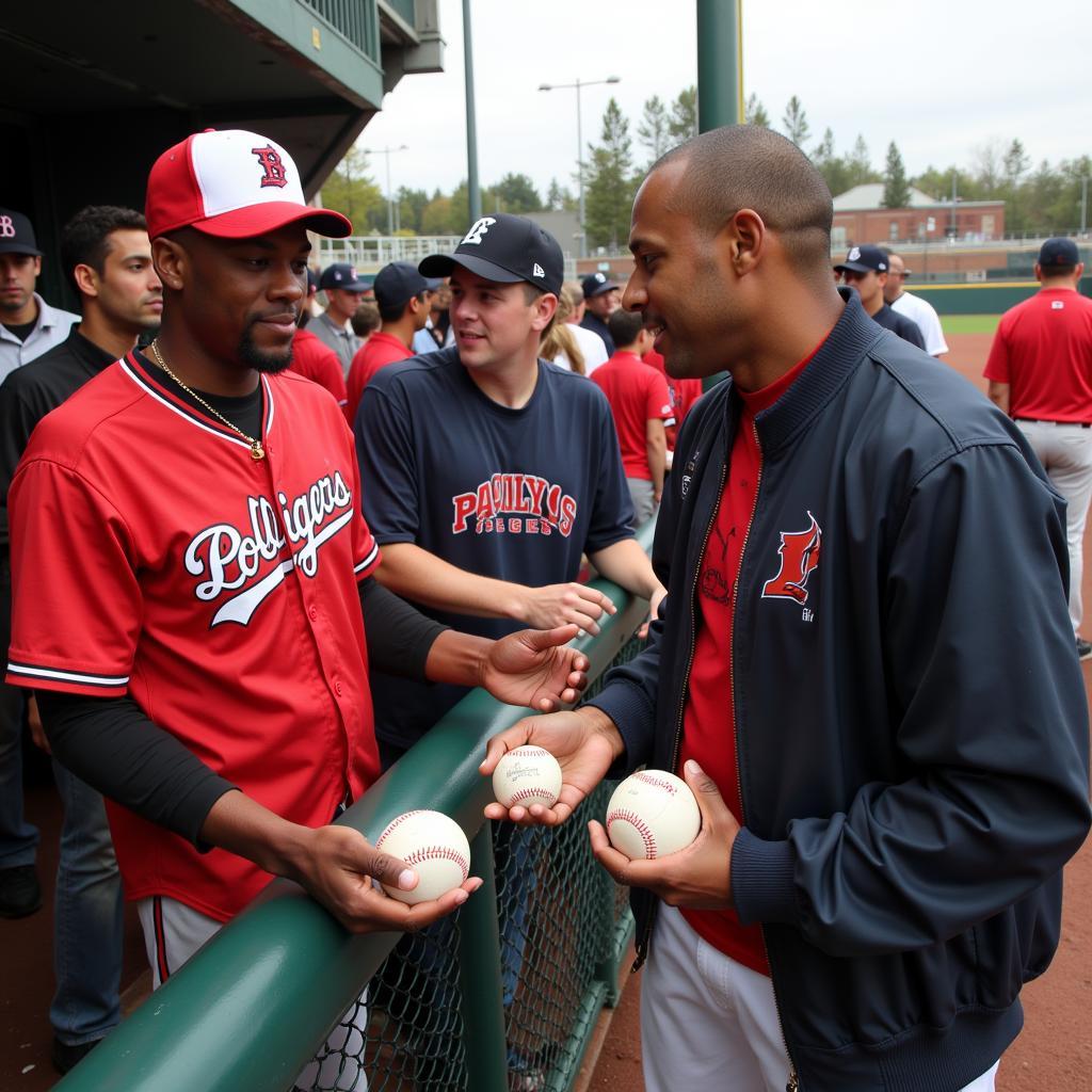 Barry Bonds signing autographs for fans