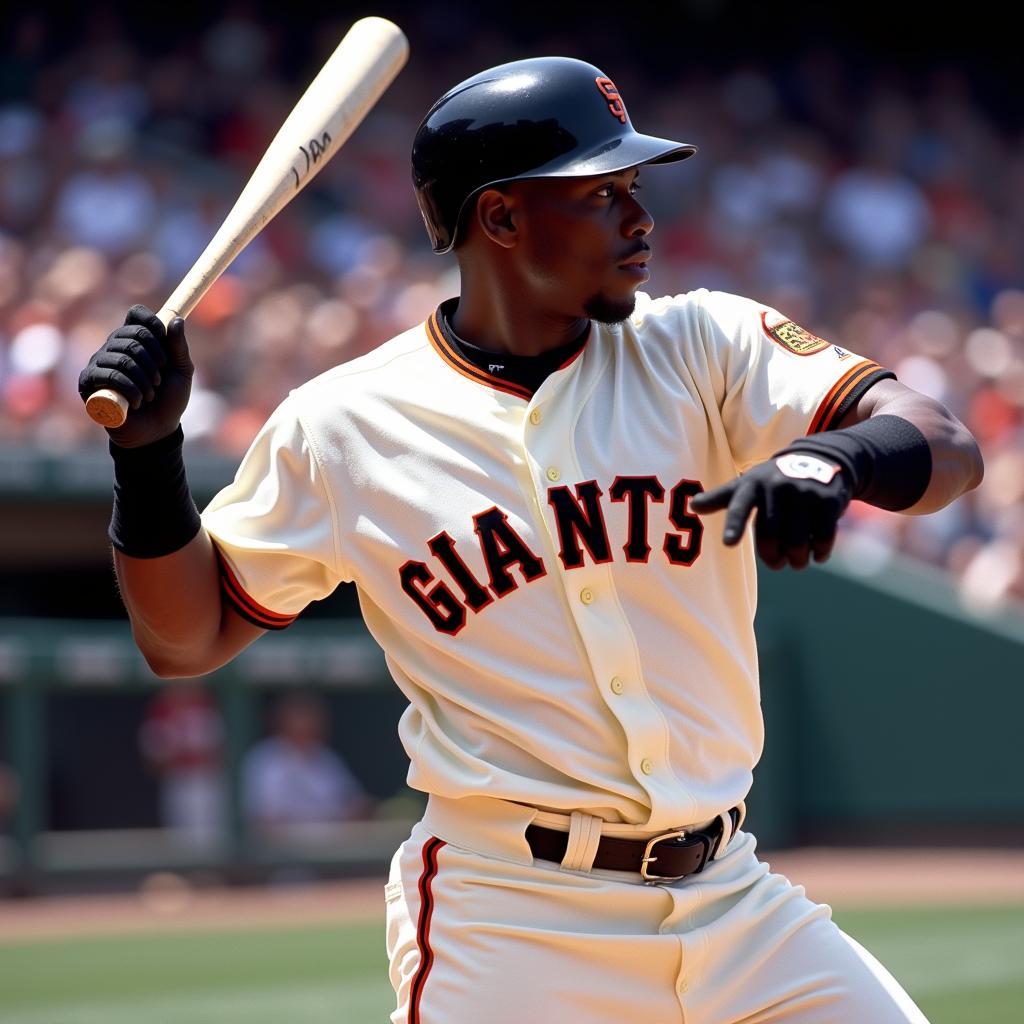 Barry Bonds swinging a bat